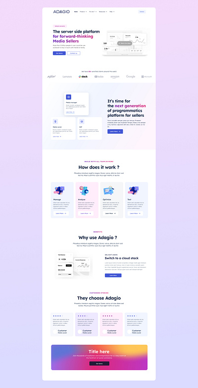 Landing Page adtech branding illustration landingpage minimalist pastelcolor pro ui website