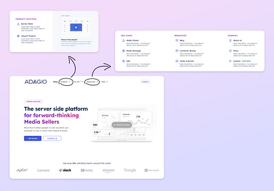 Landing page x Navigation adtech branding btob landingpage menu minimalist navigation overlay pro ui ux website épuré