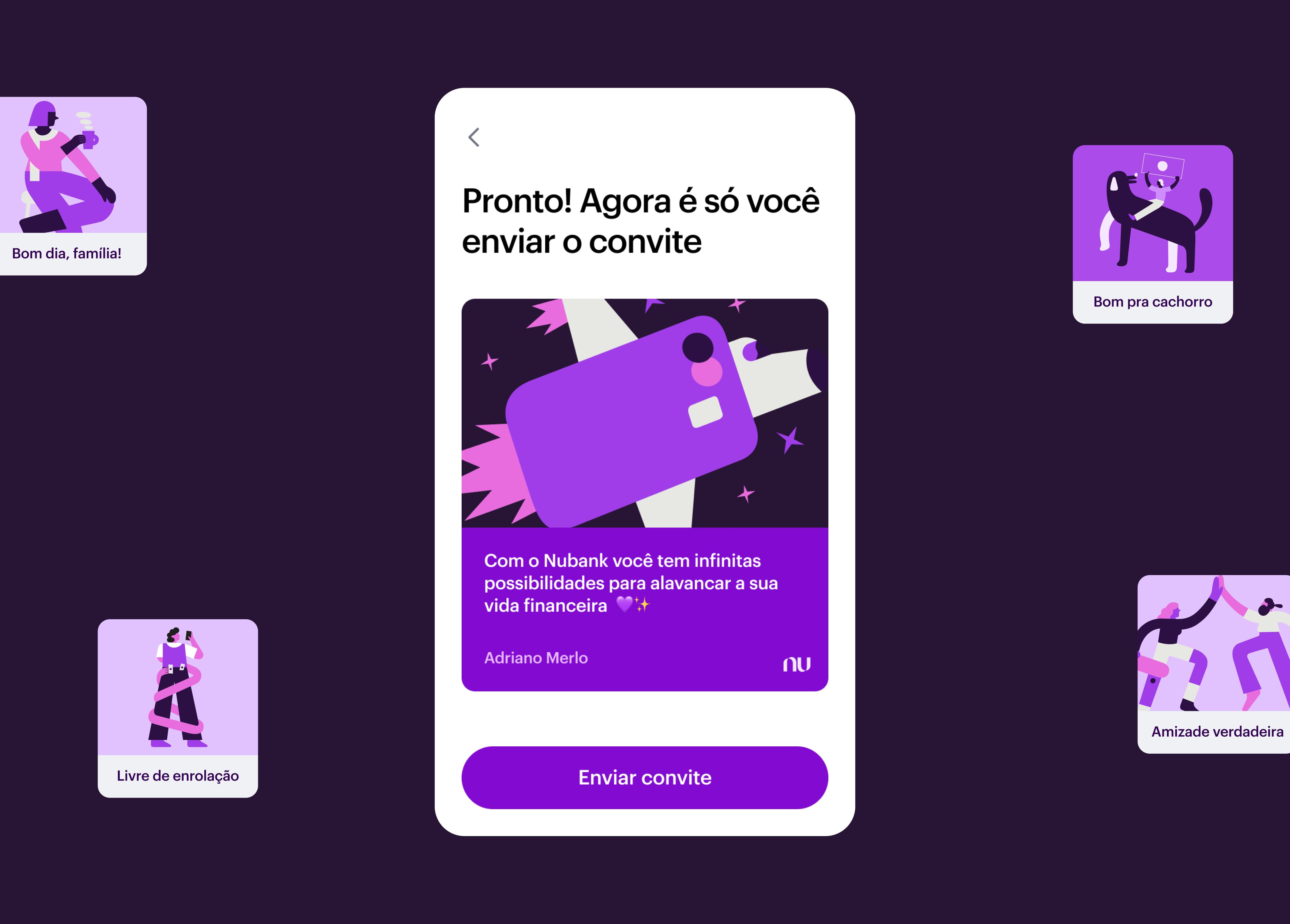 Referral customized invitation app card customization illustration message note personalization referral share template ui ux