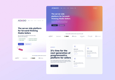 Landing Page x premières itérations adtech branding btob gradient landingpage minimalist pro ui website épuré
