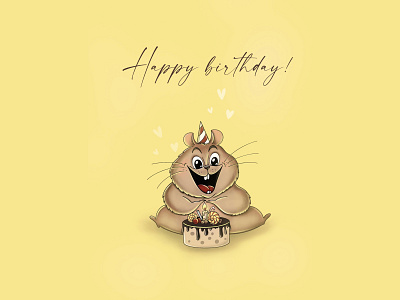 Happy Birthday postcard from The Hamster collection design graphic design illustration postcard