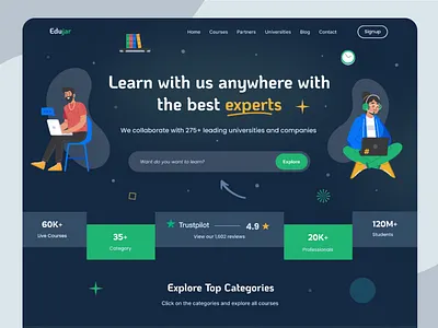 Online education or e-learning platform figma UI template creative education learning online course online education ui ui ux user experience design user interface design ux website design