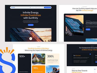 Sunfinity - Solar Energy Website Design eco friendly website energy energy solutions green tech landing page modern ui modern website concept product landing page renewable energy ui ux responsive website design solar energy website solar logo ui ui ux web app web design website website design website redesign