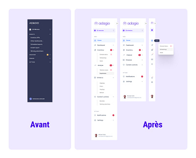 Navigation - Avant / Après menu modernisation navigation organisation ui ux