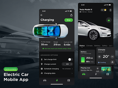 Electric car mobile app app branding design icon ui ux web