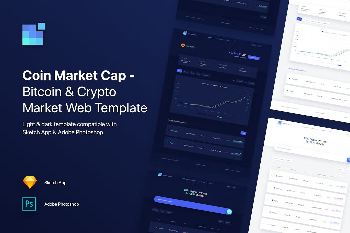 Coin Market Cap - Bitcoin & Crypto Market Template animation app branding dashboard design graphic design illustration mobile mobile app product design ui ui design ui kit user interface ux ux design web web design web development website