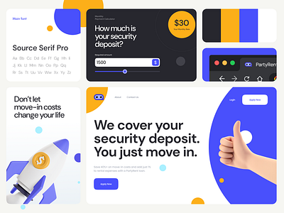 PartyRent – Security Deposit Loan Platform design finance landing page loan purple theme ui ux web website