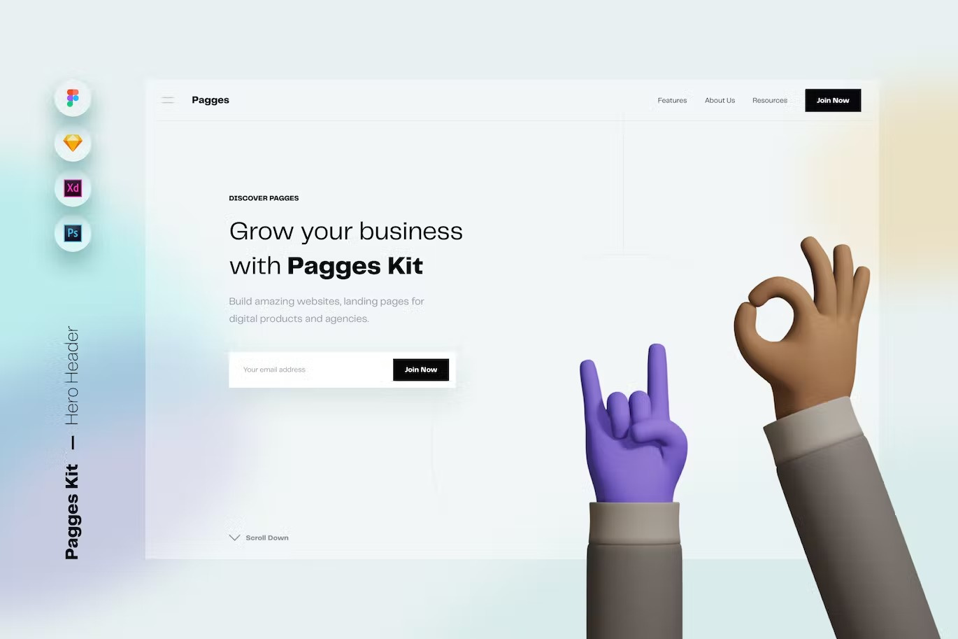 Pagges Kit - Hero Header Web UI Template animation app branding dashboard illustration mobile mobile app product design ui ui kit user interface ux web web design web development website