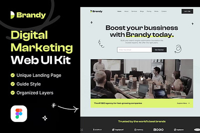 Brandy - Digital Marketing Landing Page UI Kit animation app branding dashboard illustration mobile mobile app product design ui ui kit user interface ux web web design web development website