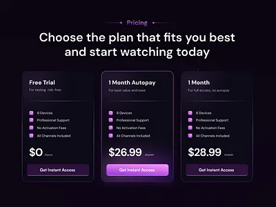 Pricing Section - Landing Page dark figma landing page pricing pricing section purple ui ui ux ux