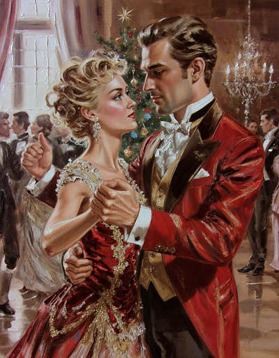 THE YULETIDE Ball cover art work graphic design historical romance illustration regency