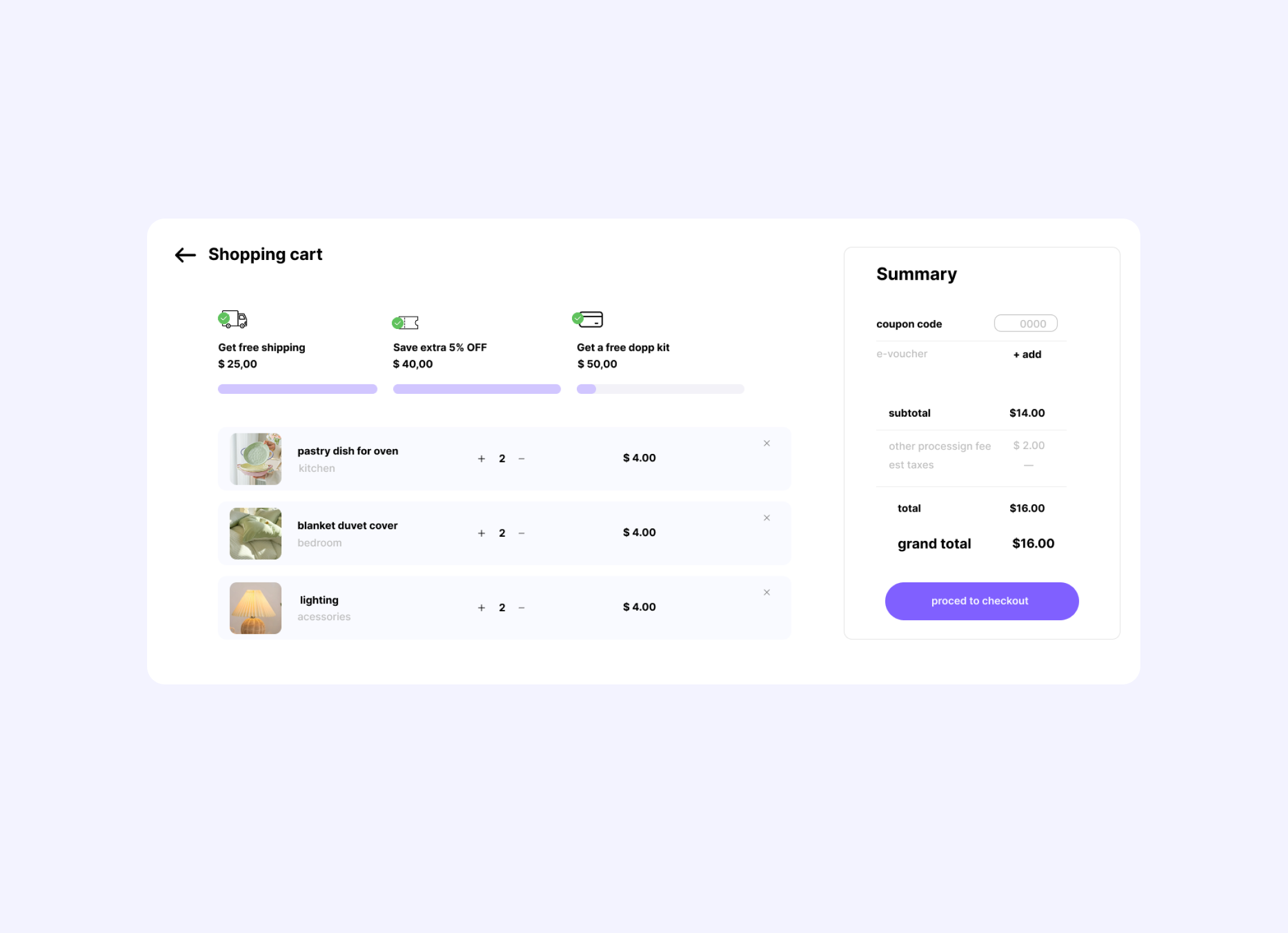 💳 Shopping Cart UI design ui ui design