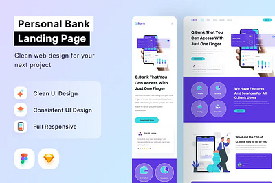 Personal Bank Landing Page animation app branding dashboard illustration mobile mobile app product design ui ui kit user interface ux web web design web development website