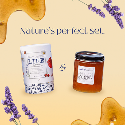 Ad for tea and honey set graphic design