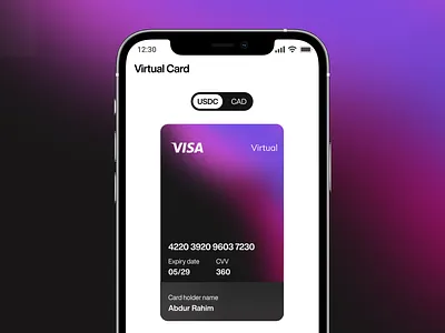 Virtual Card Dashboard for Payment branding card ui design cards dashboard fintech graphic design mobile app mobile ui design payment ui ux design web 3.0