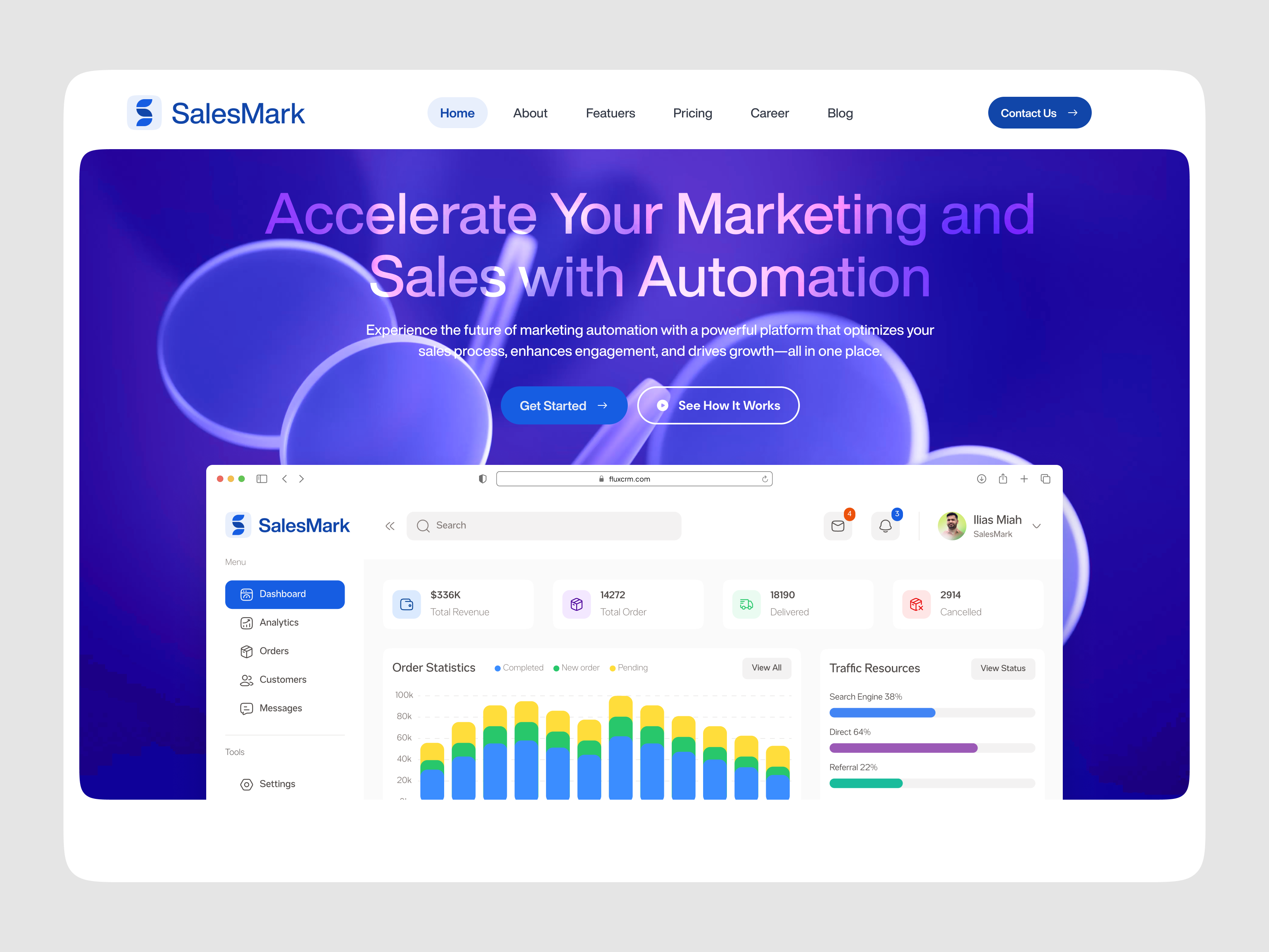 SalesMark SaaS Website UIUX Design | Hero Section animation interface product service startup ui ux web