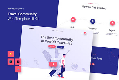 Travel Community Web Template Theme UI Kit animation app branding dashboard design graphic design illustration mobile mobile app product design ui ui design ui kit user interface ux ux design web web design web development website