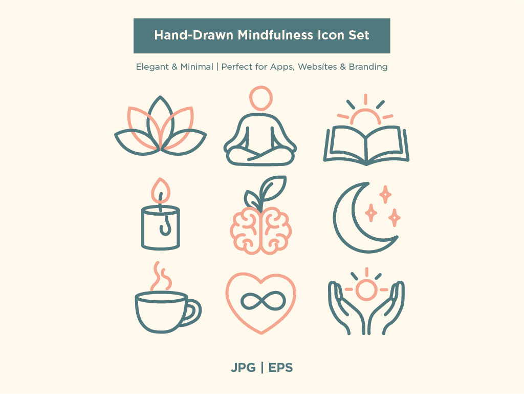 Mindfulness and Wellness Outline Icon Pack drawing hand drawn icon illustrator vector