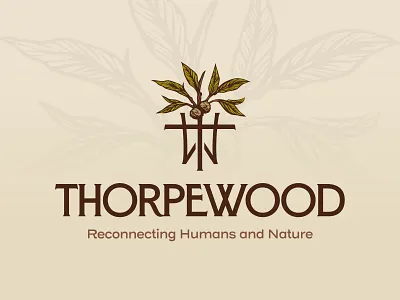 ThorpeWood branding brown chestnut earthy environment farm green health illustration landscape leaves logo natural nature outdoorsy therapy thorpewood tree wellness wood
