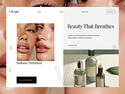 Vivare Skincare — Radiance, Redefined beauty breathes clean femenine hero heropage luxury minimalist radiance skincare ui ux