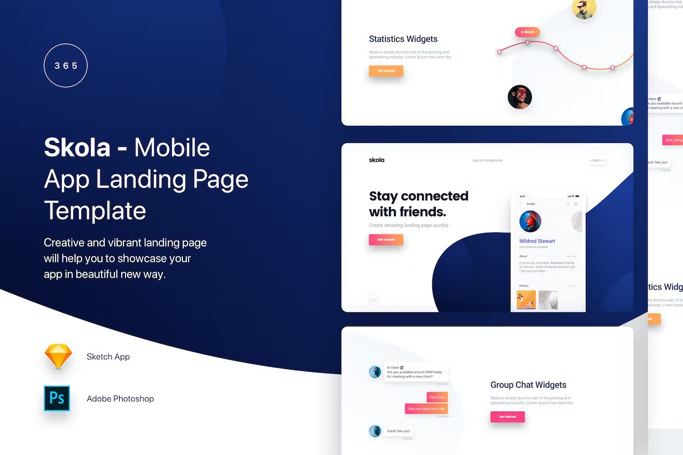 Skola - Mobile App Landing Page Template animation app branding dashboard illustration mobile mobile app product design ui ui kit user interface ux web web design web development website