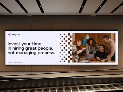 Billboards and posters for Mega HR ai artificial intelligence billboard branding design subscription digital enterprise hiring hr logo management mega pixel poster print team visual identity web3