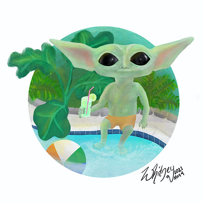 May the 4th be with you digital painting illustration poolside procreate refreshing relax yoda