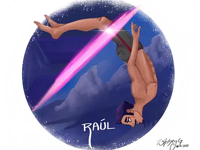 Teleporting backflip backflip digital painting illustration portrait procreate teleporting