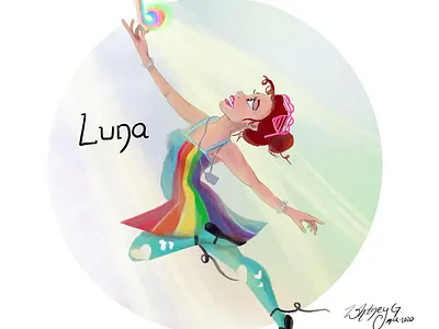 Luna Rainbow Magic Dancer dance digital painting fire magic illustration portrait procreate rainbow
