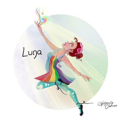 Luna Rainbow Magic Dancer dance digital painting fire magic illustration portrait procreate rainbow