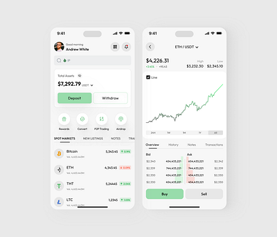 Crypto App Design crypto app crypto wallet cyrptocurrency design digital assets fintech fintech design interface mobile mobile app mobileapp product design stock market ui ui design uiux ux wallet