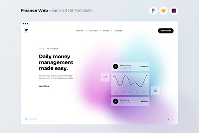 Finance Web Header UI Kit Template animation app branding dashboard development graphic design illustration mobile mobile app product design ui ui design ui kit user interface ux ux design web web design web development website