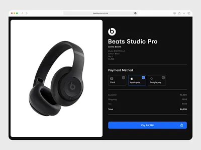 Beats Studio Pro Checkout UI checkout dark mode figma fun payment product check out ui
