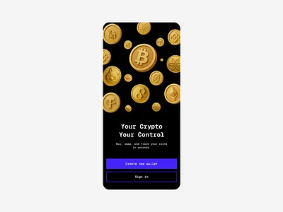 Crypto Wallet Onboarding UI coins crypto crypto wallet dark mode finanace fintech graphic design onboarding sleek ui wallet