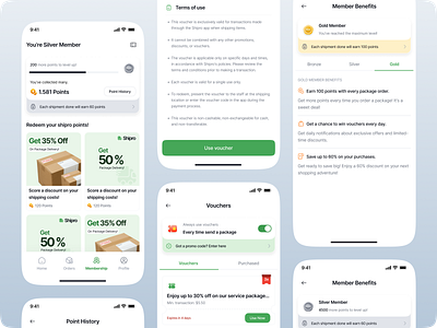 Shipro - Membership Page bronze clean delivery design gold logistik app loyality member membership mobile app mobile shipping modern point redeem shipment shipping app shipping membership silver tracking ui