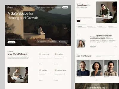 Healance - Mental Health Platform Web Design branding design header landing page mental health platform profile website therapist ui ui design uiux ux design web design website