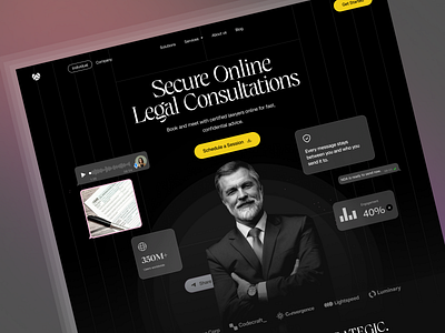 Online legal consultation app website design book a lawyer consultation consultation service ui dark mode saas website landing page lawyer lawyer website lawyers directory layers video call app legal legal consultation legal software branding modern saas design professional service website saas design saas landing page saas web design saas website schedule session ui video call consultation