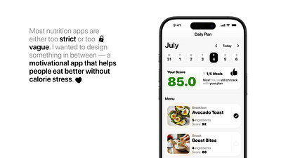 🍽️ Balanza – A Motivational Nutrition App app design design mobile app mobile design ui ux