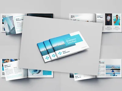 Clean Corporate Brochure – Blue Business Landscape background branding brochure business cover design elegant illustration landscape layout minimalist presentation template ui