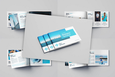 Clean Corporate Brochure – Blue Business Landscape background branding brochure business cover design elegant illustration landscape layout minimalist presentation template ui