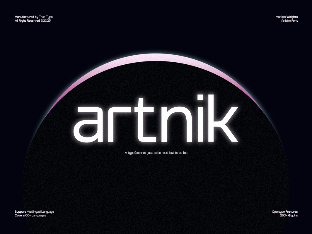 TRT Artnik – Modern Geometric Sans Serif Typeface branding clean design digital era font display font elegant font font family futuristic typeface illustration logo variable font visual identity