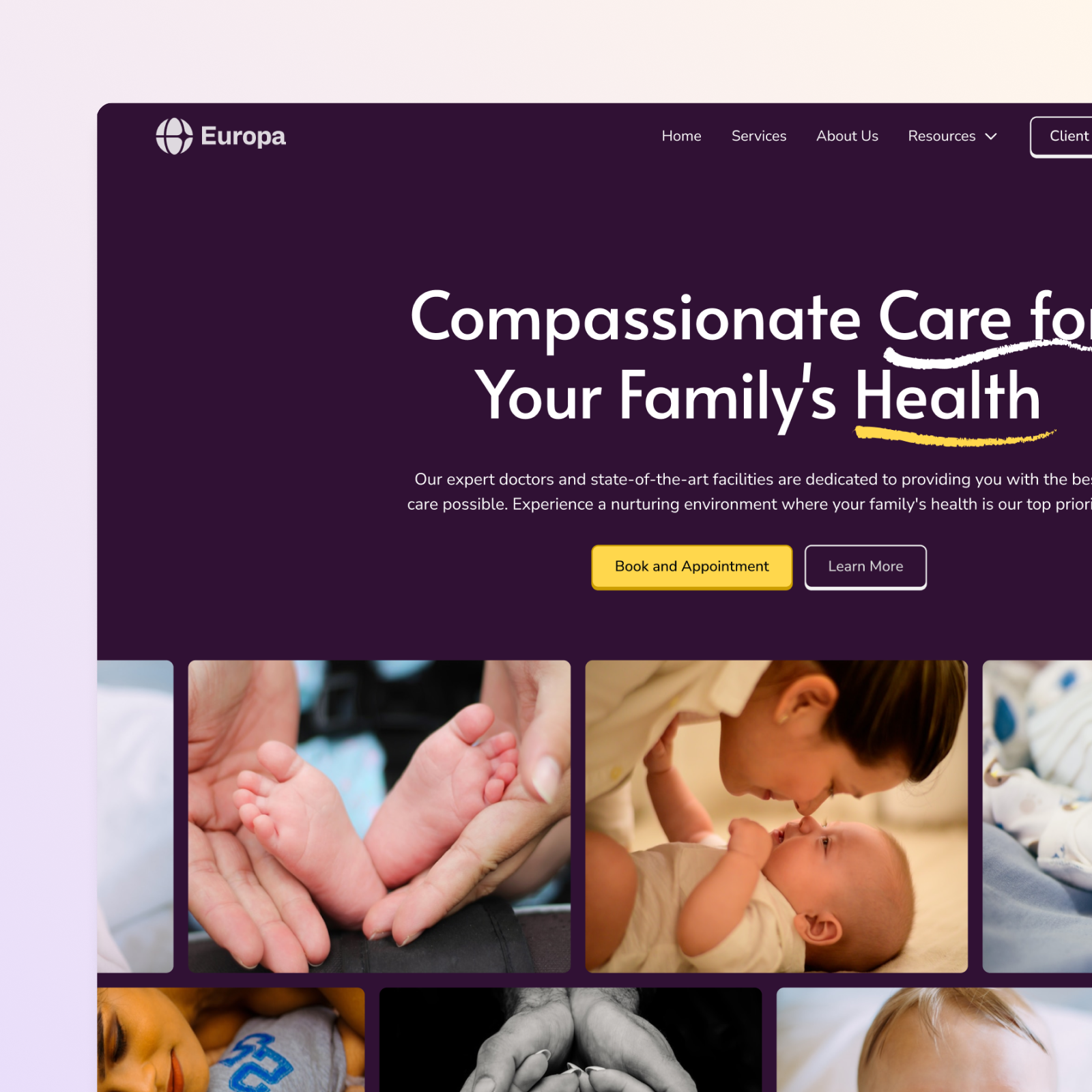 Compassionate Healthcare Landing Page adobe xd branding health herobanner homepage landing page ui webflow