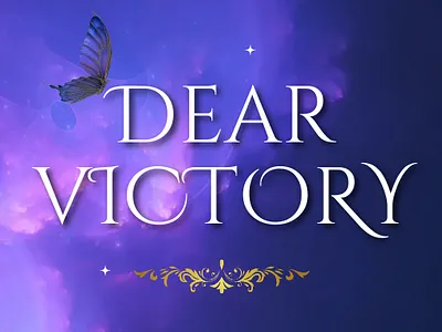 Zoe Heartz Novel Book Cover: Dear Victory book cover book design branddesign branding butterfly clean colorful design e book cover fantasy gold graphic design illustration logo purple romance romantasy ui