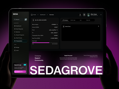 SEDA - Blockchain Explorer Dashboard UI block explorer blockchain explorer blockchain ui crypto dashboard crypto design crypto ui dark mode ui dashboard design data visualization fintechui minimal dashboard seda transaction explorer web design web site web3