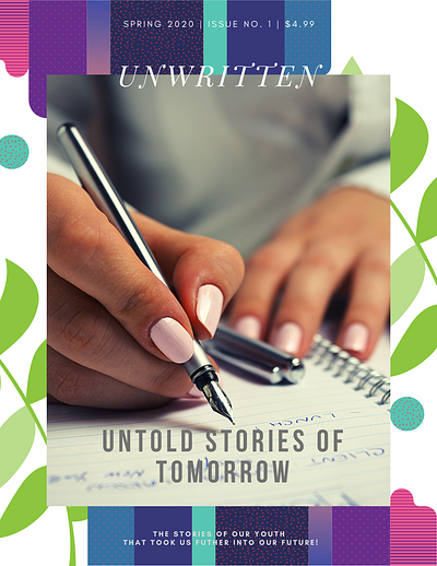 Unwritten: Magazine Cover branddesign branding clean colorful design graphic design illustration logo magazine magazine cover ui