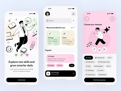 E-learning Mobile App 2d design app app design education app educational app edutech elearning elearning app learning app mobile app mobile app design online course online course app student study app ui ux