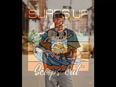 Surf’s Up Ice Cream Vibes cartoon clothing design fashion graphictee illustration streetwear summer surfing trendy tshirt tshirtdesign typography vector waffle