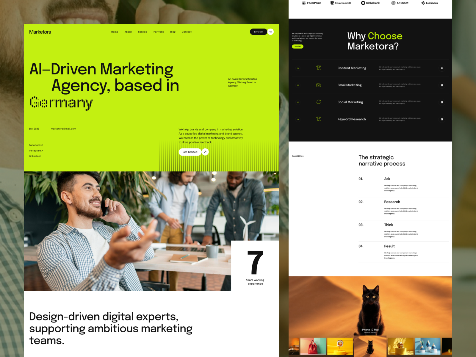 Marketora - Marketing Agency Landing Page agency branding content digital finance landing page marketing marketing agency minimal partner seo social media ui ui design ui ux ux web design website
