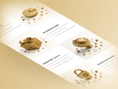 Aureon - Benefits section 3d 3d illustration ai art benefits blender framer gift globe gold landing page lock rewards rive security silver spline visuals webflow website