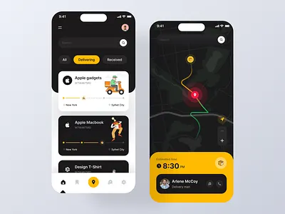 Parcel Delivery - Mobile App app app design application courier courier app delivery design location map mobile package tracking services ship shipment tracking transport ui ui design uidesign ux